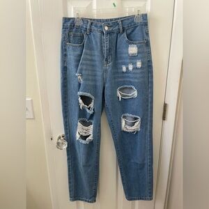 Distressed Blue Mom Jeans
